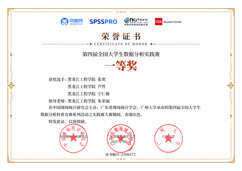 喜报丨我校汽车学子在第四届全国大学生数据分析实践赛中喜获佳绩